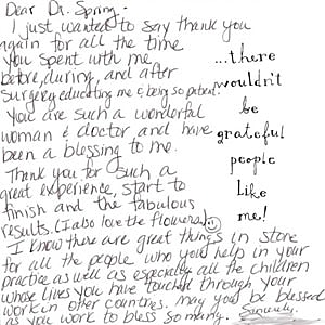 Child's thank-you note to a doctor.
